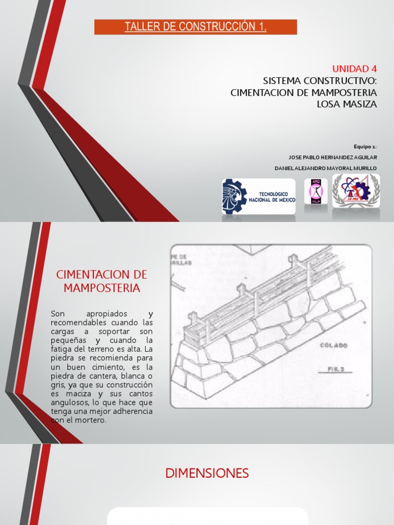Cimentacion de Mamposteria | PDF | Fundación (Ingeniería) | Hormigón