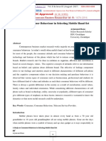 A Study On Consumer Behaviour in - Selecting Mobile Hand Set PDF