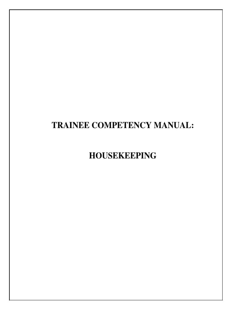 Housekeeping Competency Manual PDF PDF
