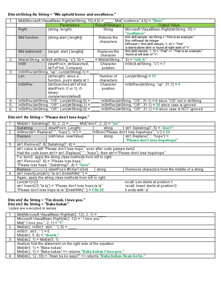 String Manipulation Exapmles 2 PDF String Science) Notation