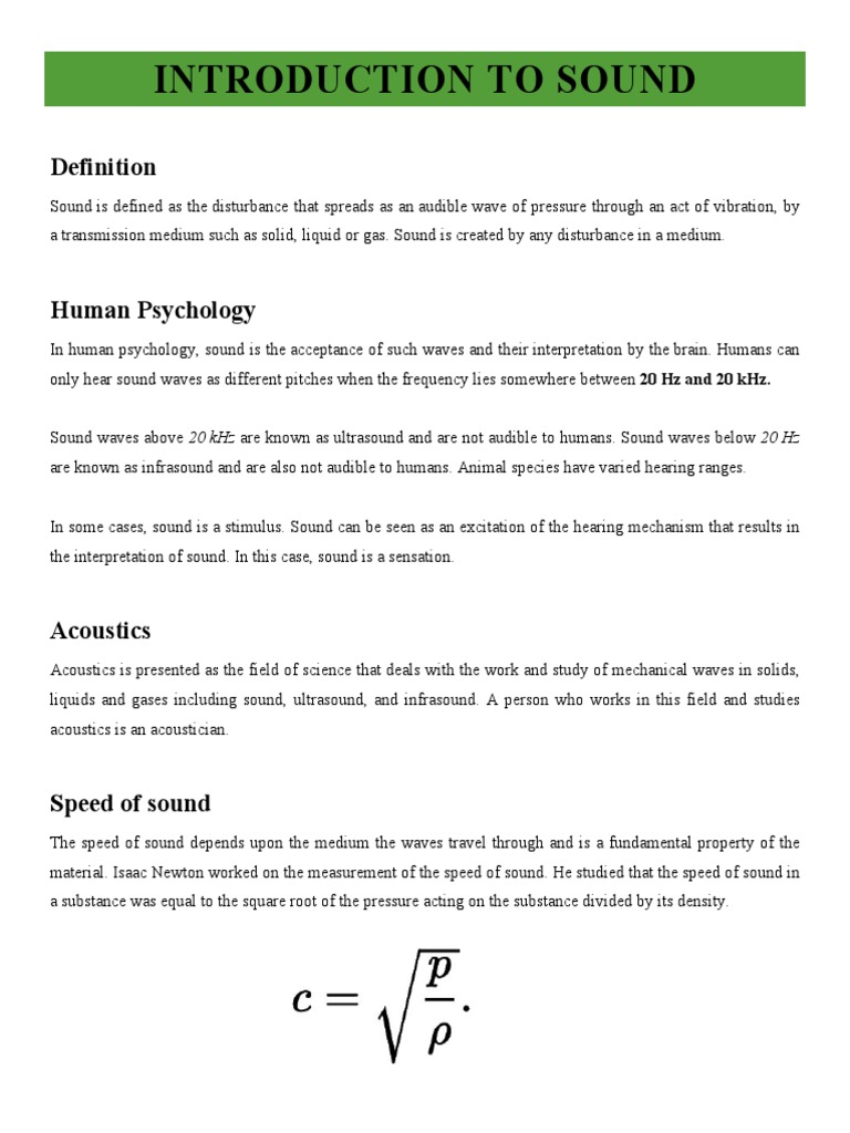 Introduction To Sound | PDF