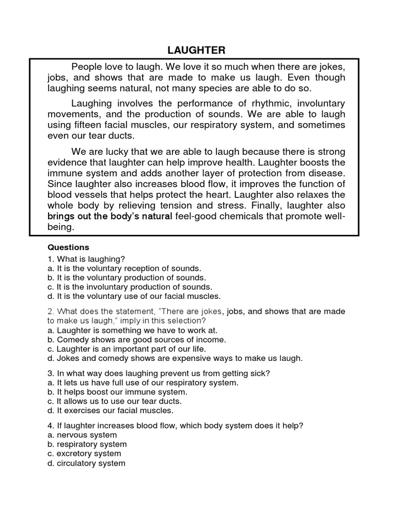 The Health Benefits of Laughter | PDF