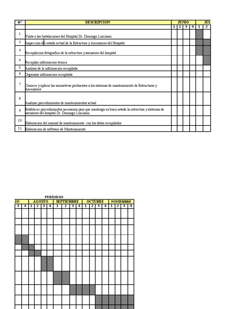 Diagrama de Gantt Hospital Dr Domingo Luiciani