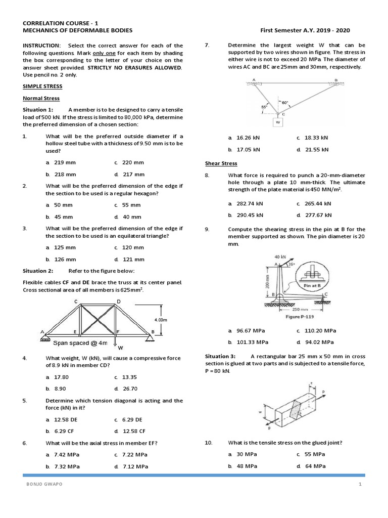Mechanics of Deformable Bodies Exam Guide | PDF | Science & Mathematics