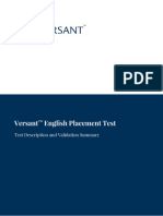 Versant English Placement Test Description Validation Summary PDF