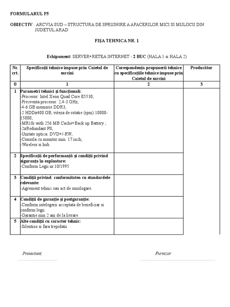 F5 Fise Tehnice | PDF