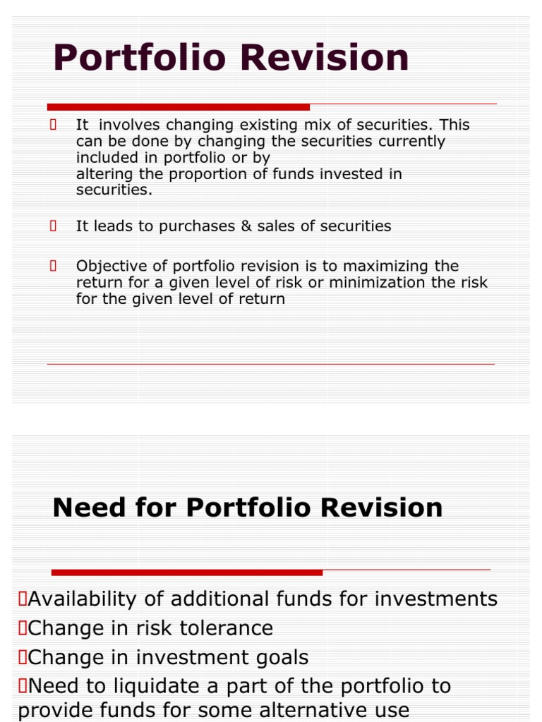 Portfolio Revision Securities (Finance) Investing