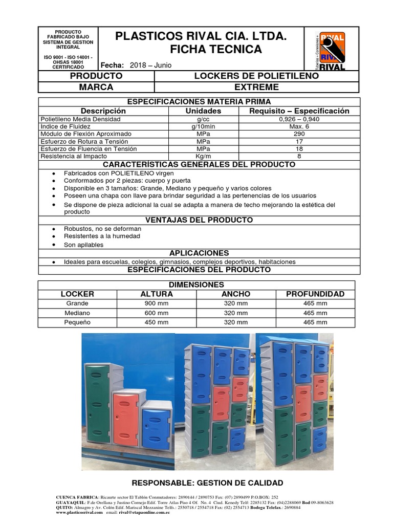 Ficha Tecnica Lockers | PDF