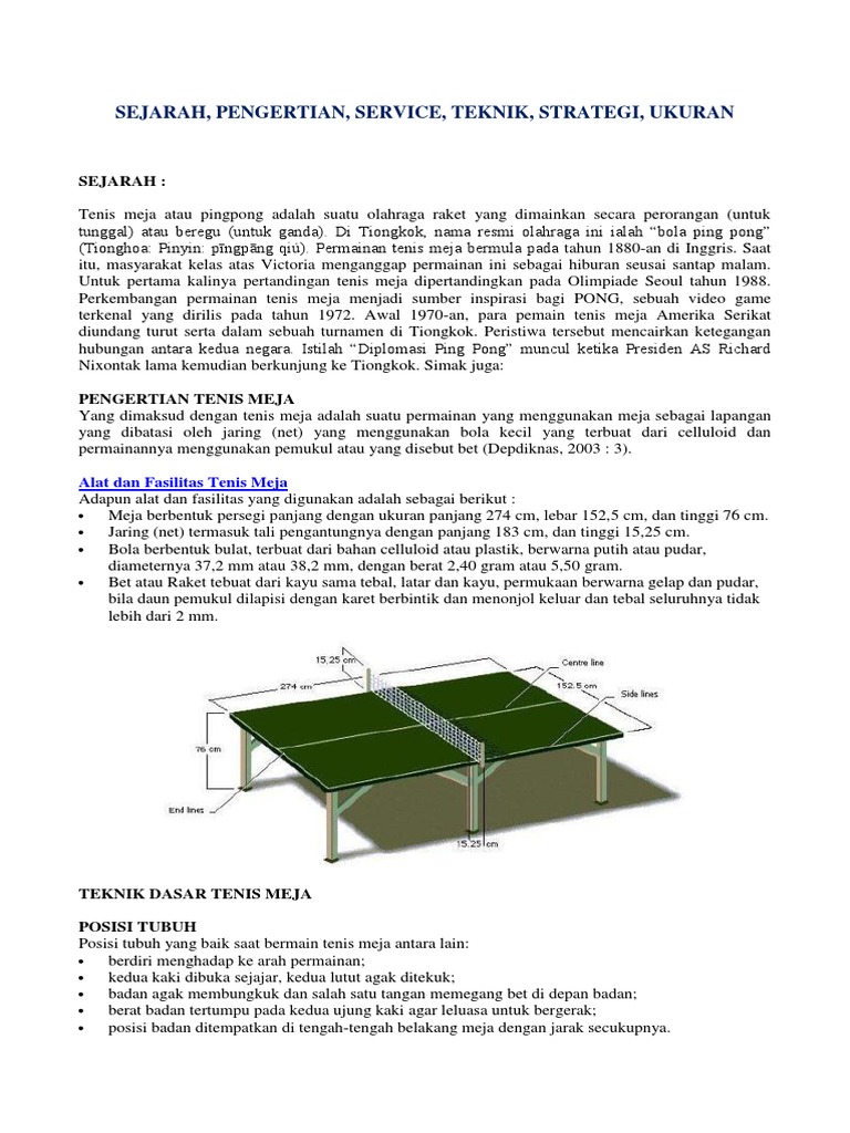 Sejarah Tenis Meja Pdf