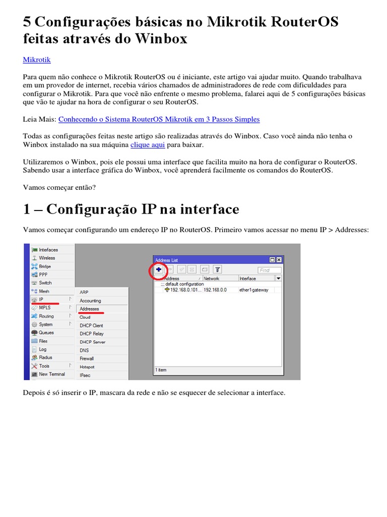 5 Configurações Básicas no Mikrotik | PDF