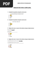 Cuestionario de Ingles A1.