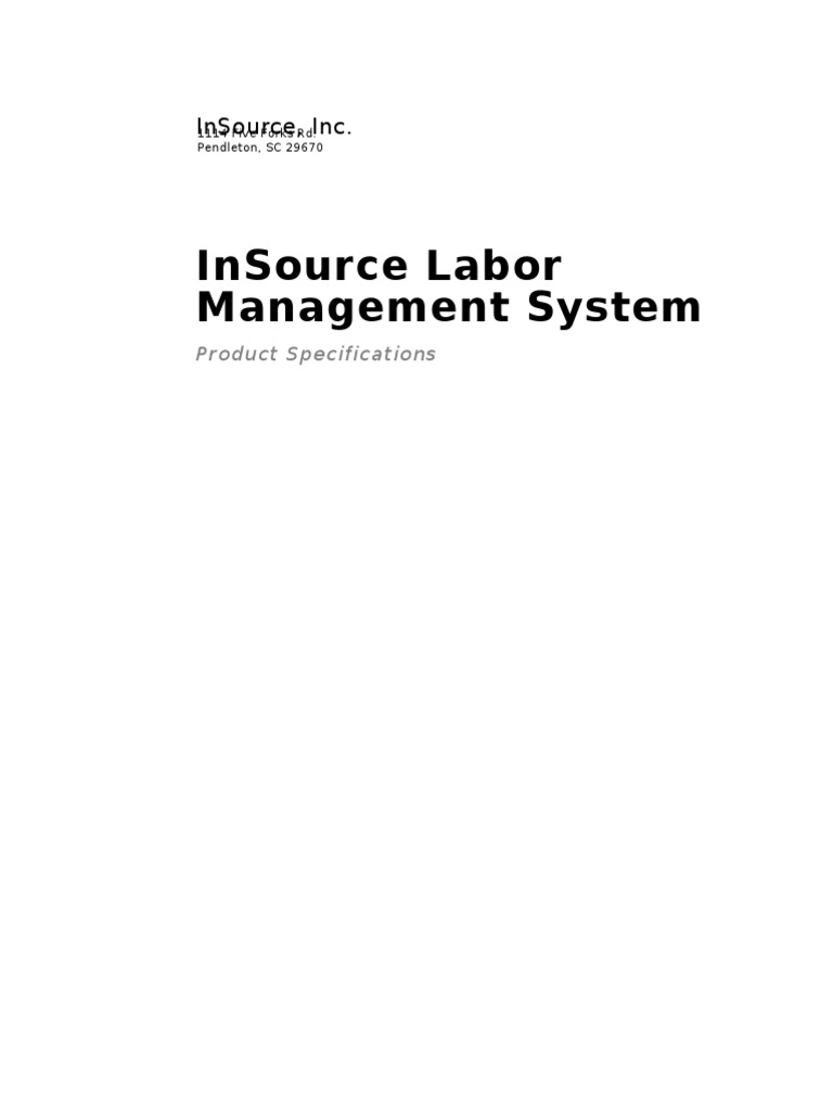 InSource Labor Management System Overview | PDF | User (Computing ...