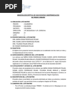 Memoria Descriptiva de Subdivisión e Independizacion