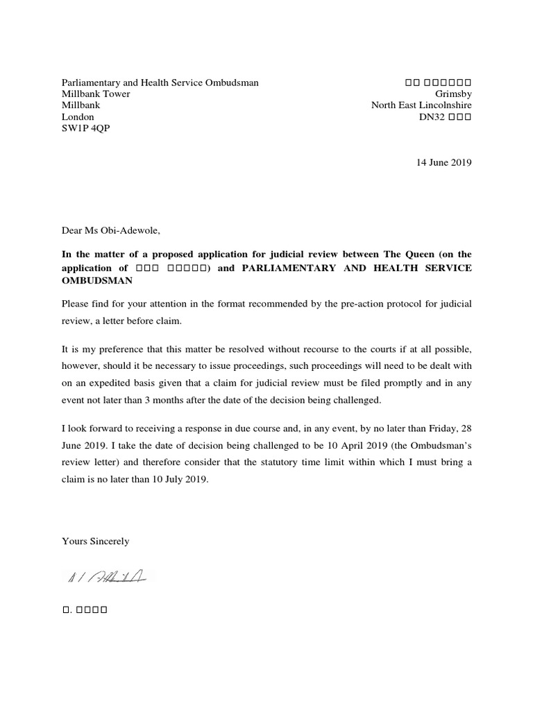 Judicial Review Pre-Action Protocol Letter | PDF | Justice | Crime ...