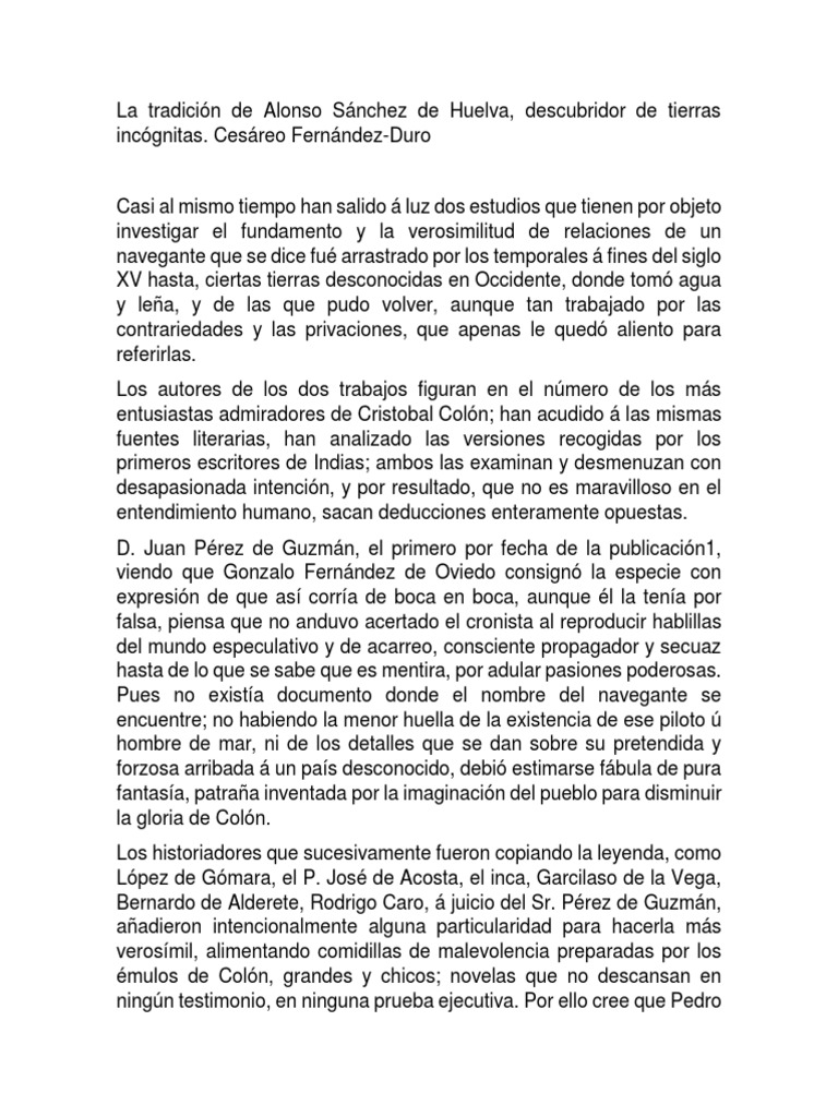 La Tradición de Alonso Sánchez de Huelva PDF Cristobal colon