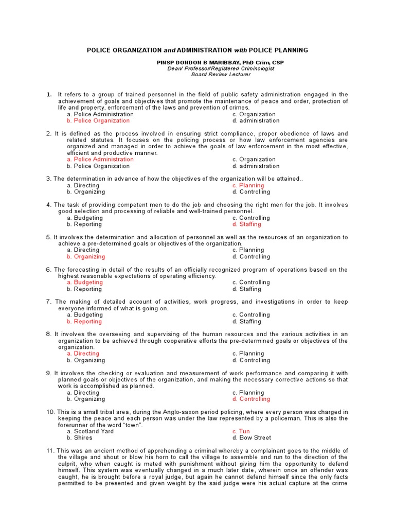 Police Organization and Administration Overview | PDF | Police | Legal ...
