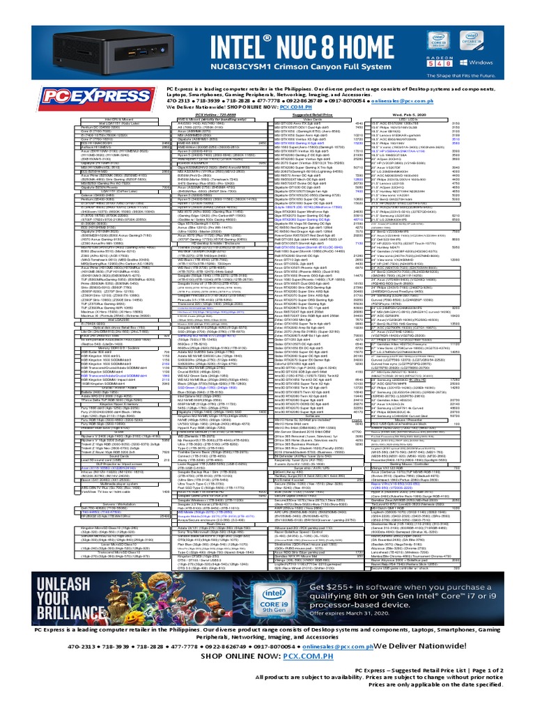 2020Jan15 PC EXPRESS DEALER'S PRICE LIST (Strictly For