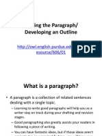 Writing The Paragraph and Developing The Outline