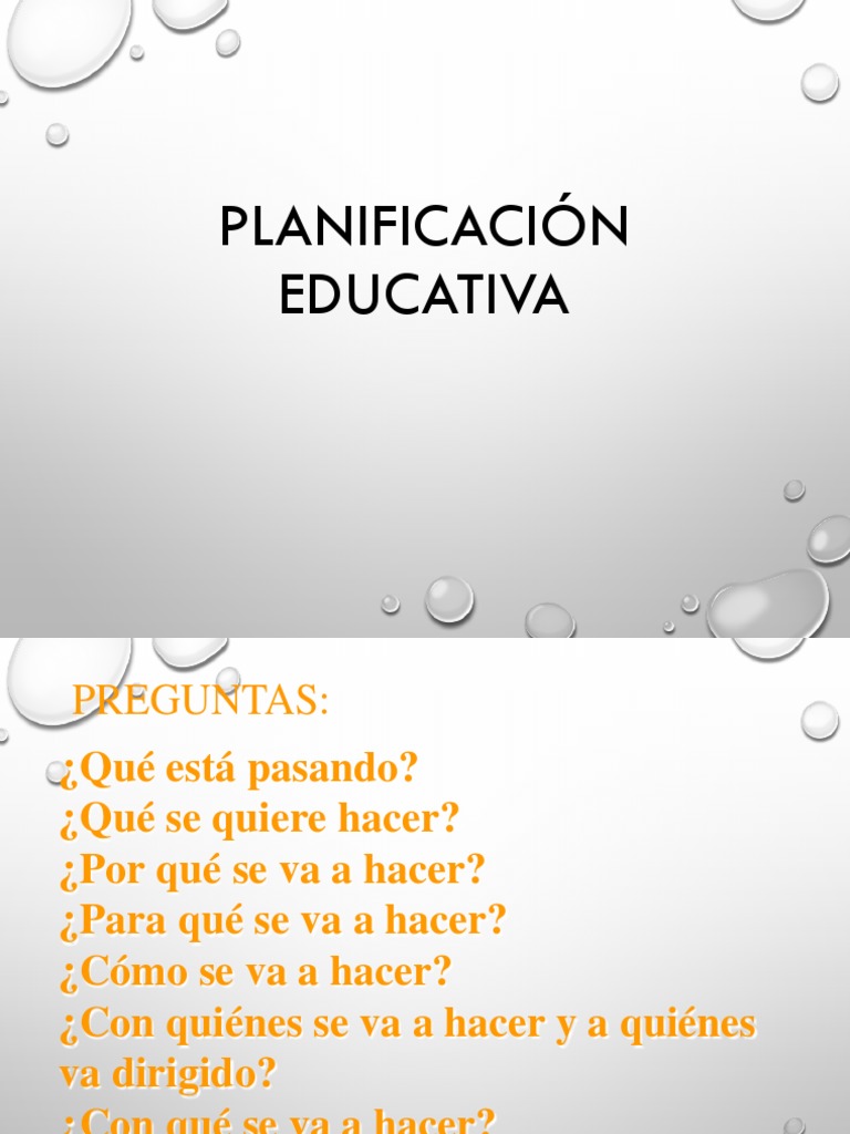 Planificación y Planeamiento Educativo | PDF | Planificación | Plan de ...