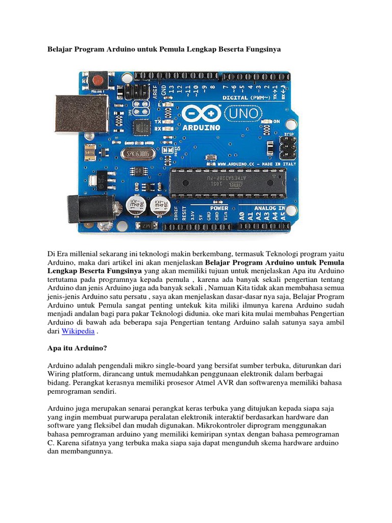 Belajar Program Arduino Untuk Pemula Lengkap Beserta Fungsinya | PDF