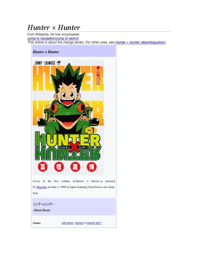 Hunterxhunter Wikipedia Anime Manga