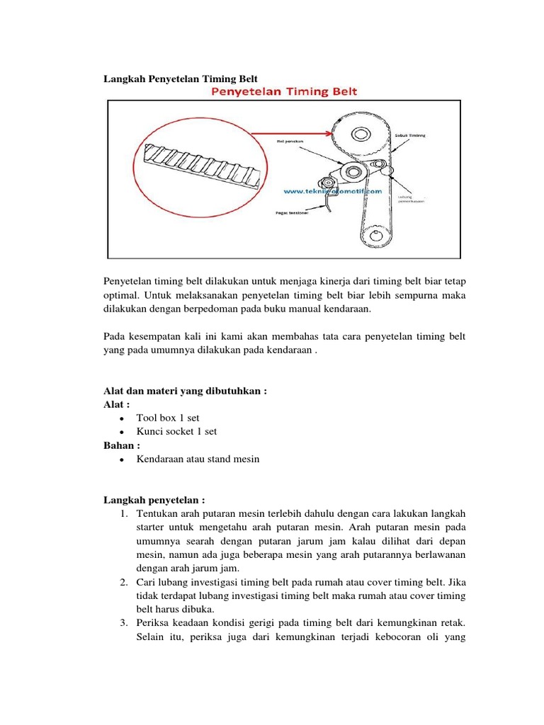Langkah Penyetelan Timing Belt Pdf