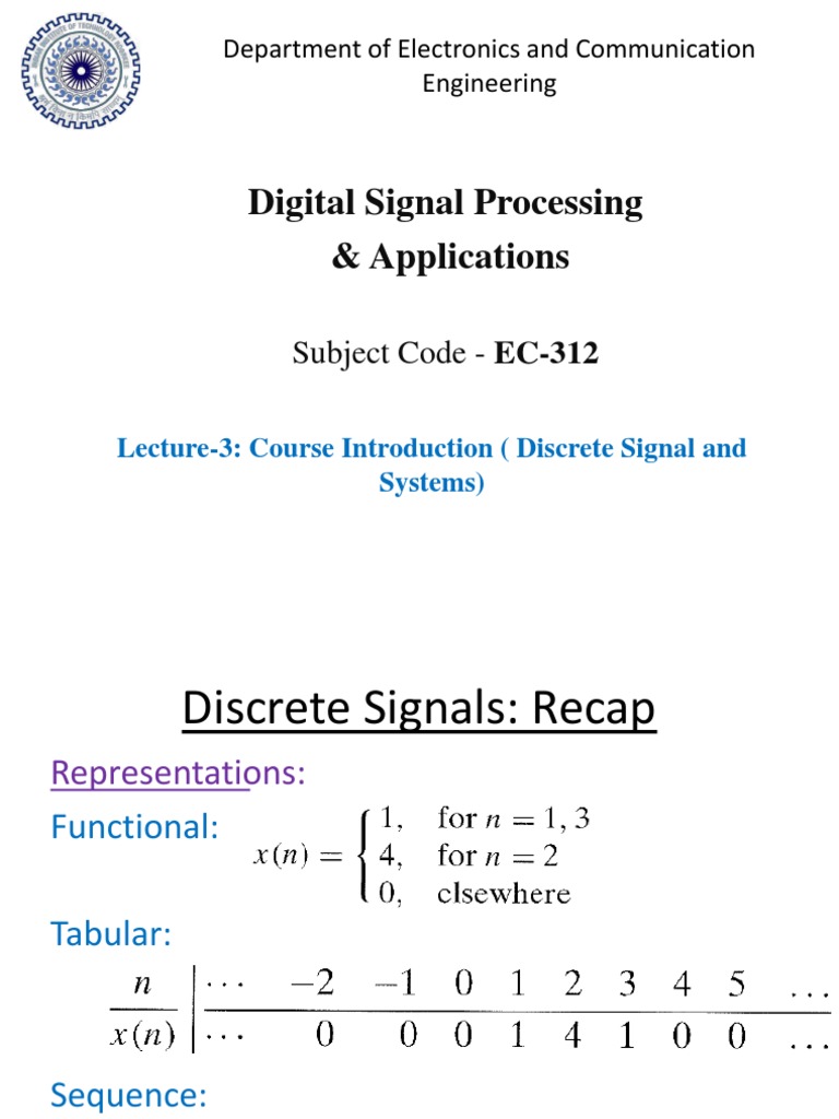 Lecture3 Discrete Signals DSP2019 | PDF | Discrete Time And Continuous ...