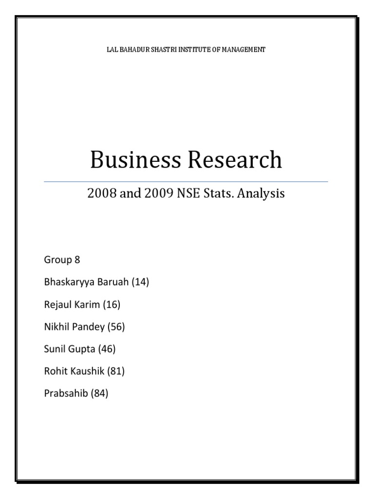 Business Research: 2008 and 2009 NSE Stats. Analysis | PDF | Errors And ...