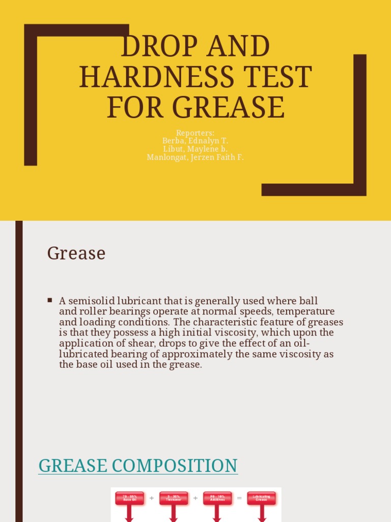 DROP and Hardness Test For GREASE PDF PDF Lubricant Bearing