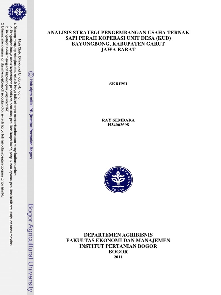 Strategi Bisnis Sapi Perah KUD Bayongbong | PDF