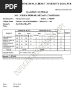 MPMSU ParamedicalDiploma Marksheet