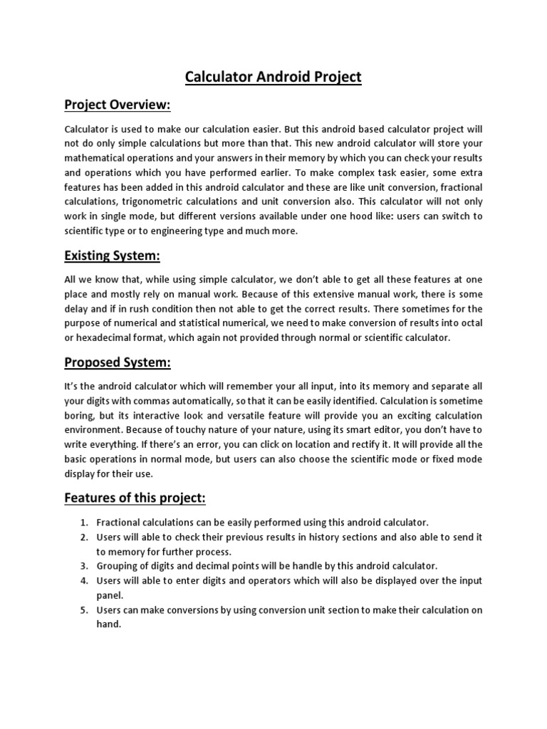 Advanced Android Calculator Project | PDF