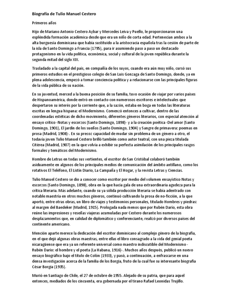 Biografía de Tulio Manuel Cestero PDF