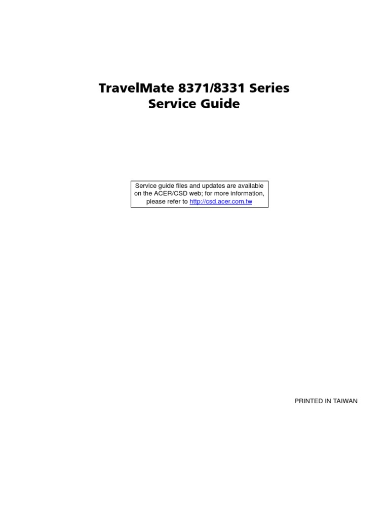 Acer Travel Mate 8371 8331 Service Manual | Computer Keyboard | Double Click