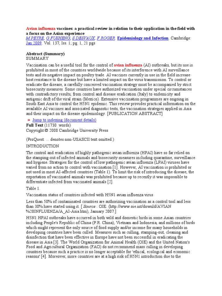 Avian Influenza Vaccines@Jstor | PDF | Avian Influenza | Influenza A ...