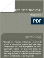 NOTICE OF DISHONOR