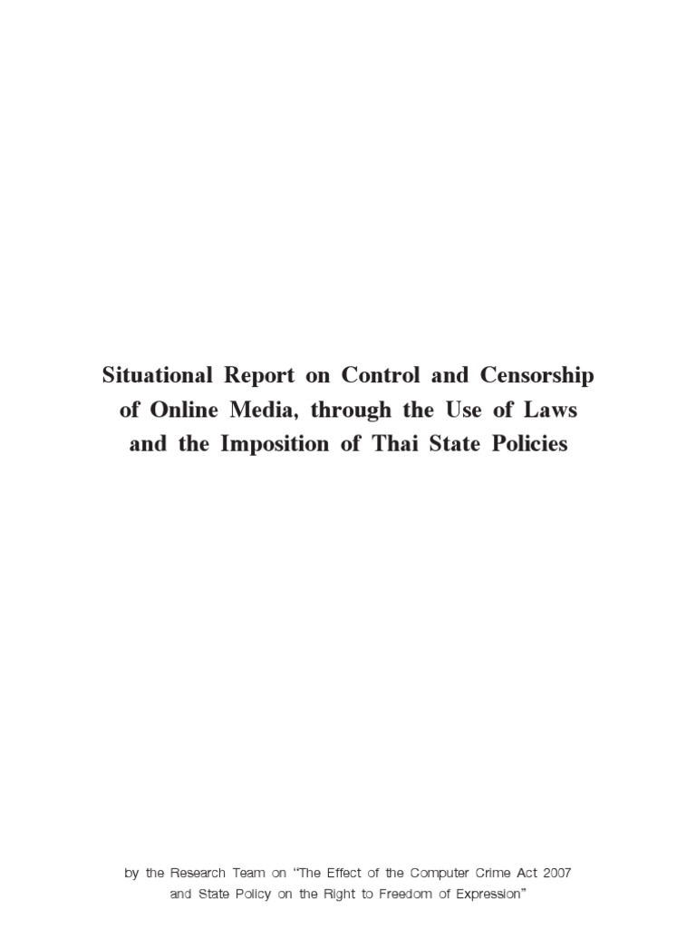 Thailand's Online Media Censorship Report | PDF | Crime & Violence ...