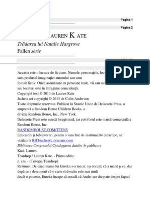 Pisa metalic elucidare  Lacrimi - Lauren Kate | PDF