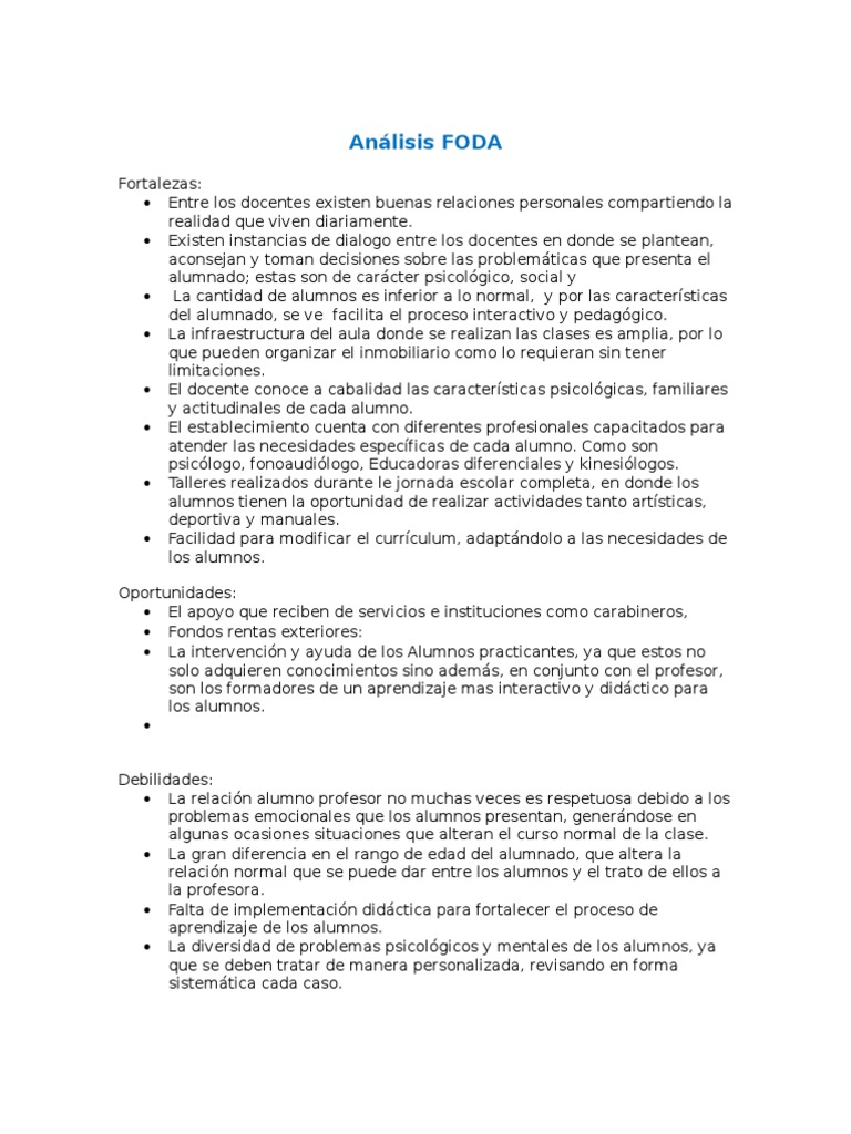 Análisis FODA | PDF | Maestros | Plan de estudios