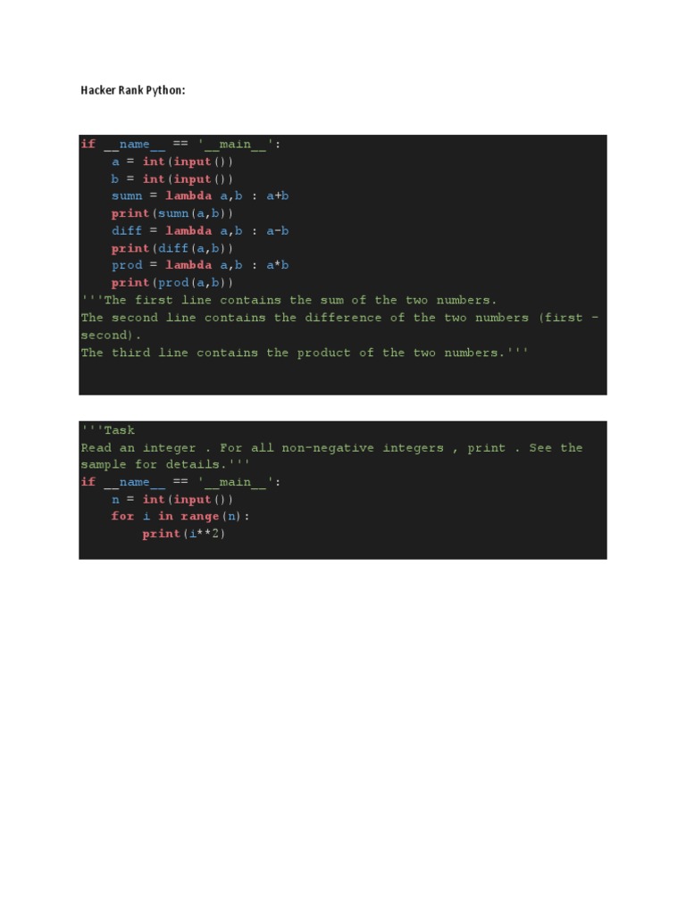 Hacker Rank Python | PDF | Rgb Color Model | Areas Of Computer Science