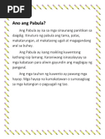Ano Ang Kahulugan NG Pabula | PDF