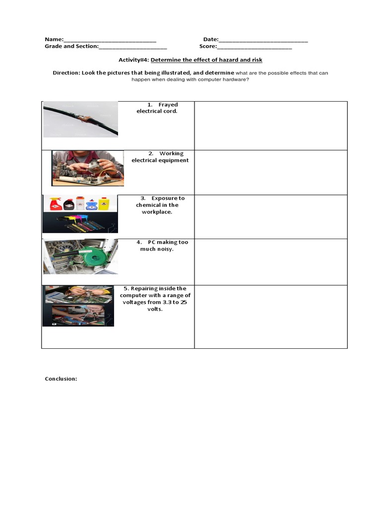 Potential Hazards and Risks When Working With Computer Hardware An