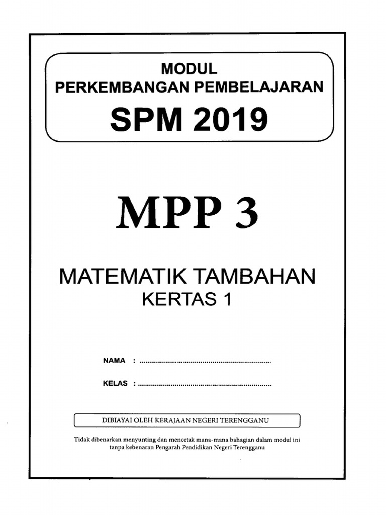 Mate Tambahan K1 Terengganu Mpp3 2019 Pdf
