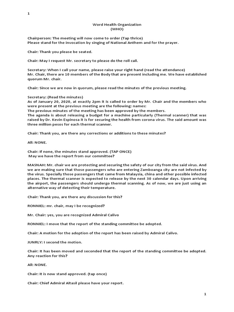 Parialmentry Script | PDF | Quarantine | Government