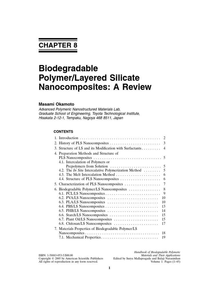 Biodegradable Polymer Layered Silicate Nano Composites A Review | PDF ...