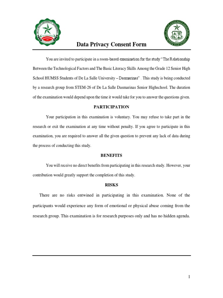 Data Privacy Consent Form2020 PDF PDF Learning Science