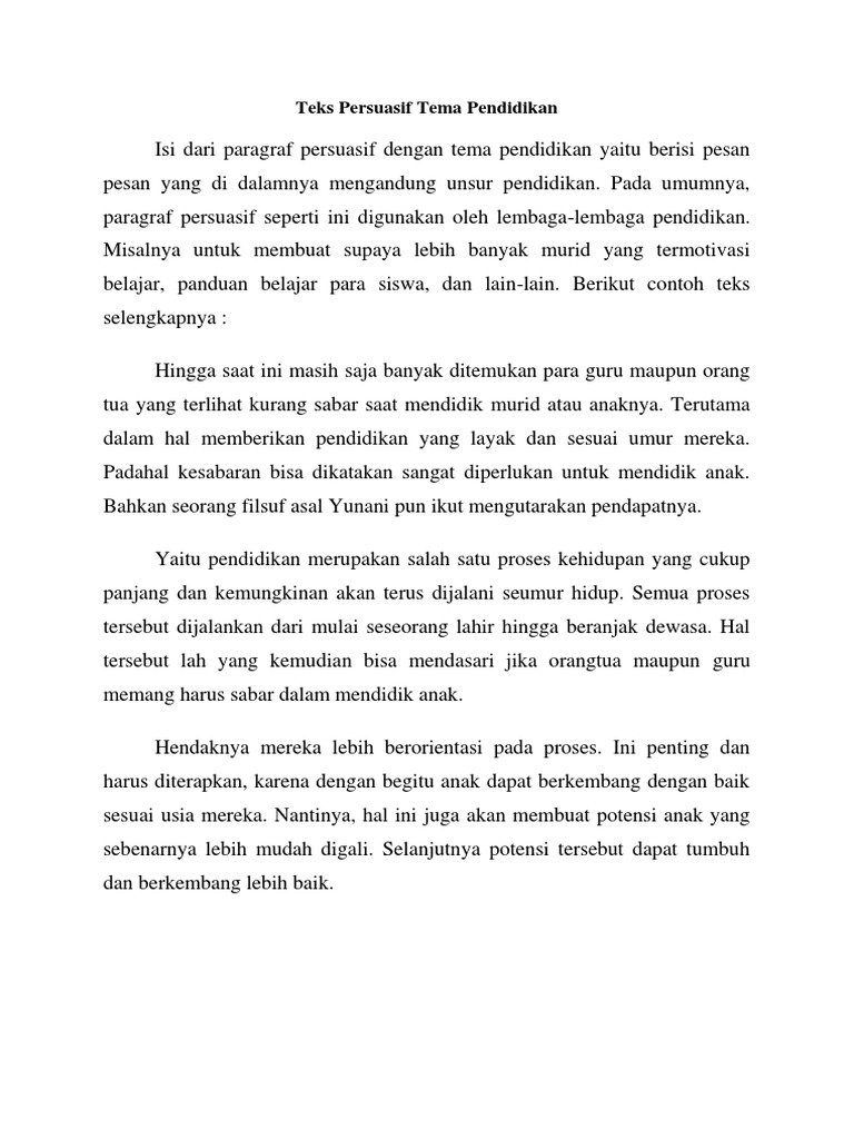Teks Persuasif Tema Pendidikan Docx