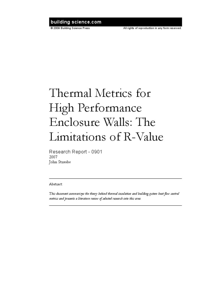 RR 0901 Thermal Metrics High Performance Walls Limitations R Value ...
