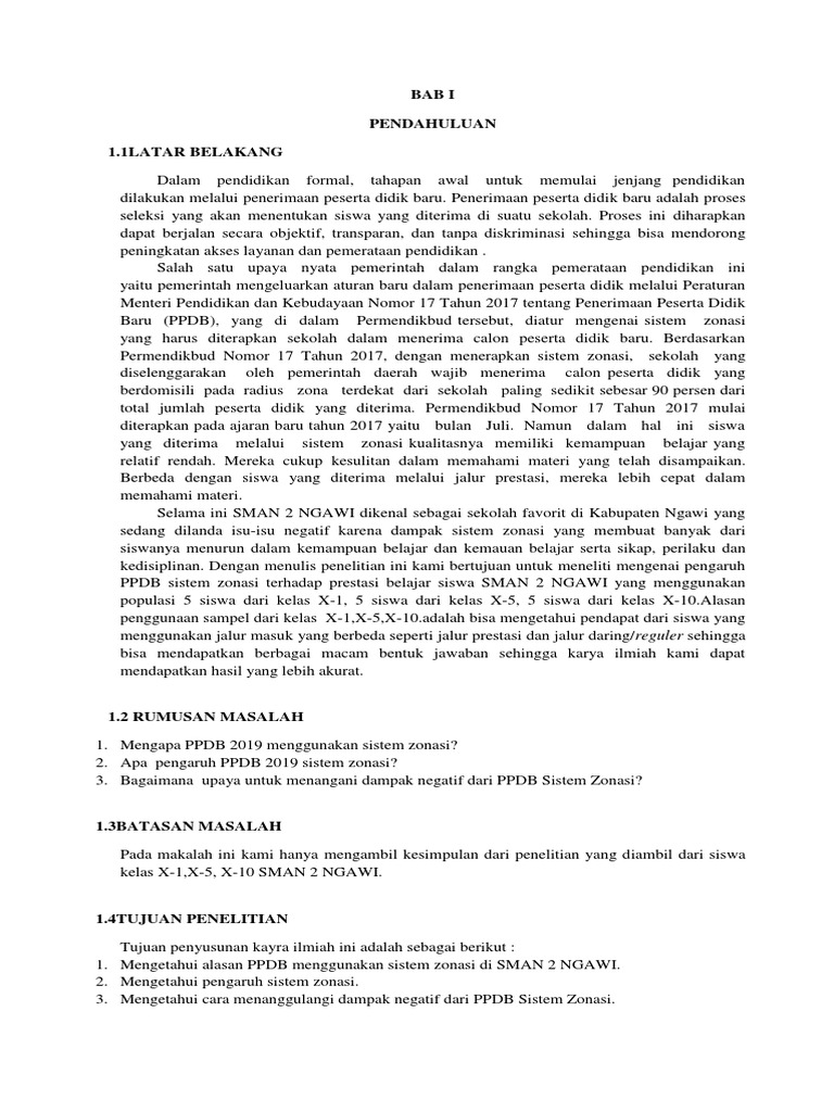 Dampak Sistem Zonasi PPDB di SMAN 2 NGAWI | PDF | Kesehatan Holistik