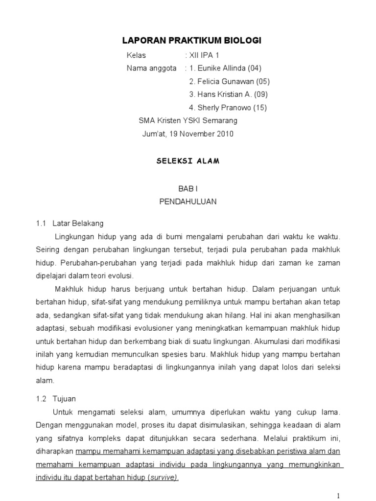Laporan Bio Seleksi Alam
